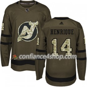 Adidas Maillot de Hockey New Jersey Devils Adam Henrique 14 2017-2018 Camo Vert Authentic - Homme